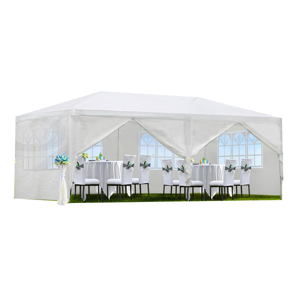 Wedding Party Canopy Tent Outdoor Gazebo With 6 Removable Sidewalls - White