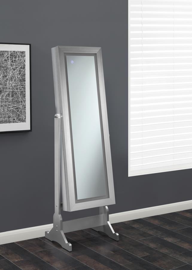 Moore - Cheval Mirror With Jewelry Storage - Silver - Atlantic Fine Furniture Inc