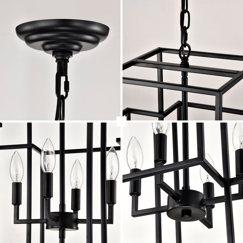 8 Light Lantern Chandelier Lighting, Entryway Chandeliers For High Ceilings, Chandeliers For Dining Room, Foyer, Entry, Staircase, Hallway, Height Adjustable (E12 Bulbs Not Included)