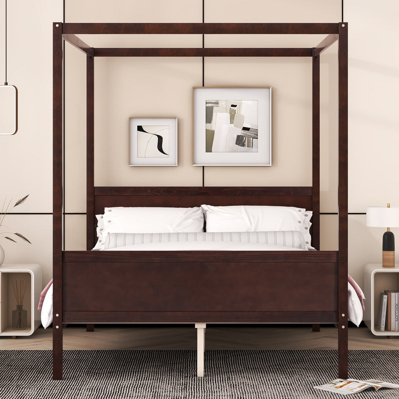 Queen Size Canopy Platform Bed with Headboard and Footboard,Slat Support Leg - Espresso(OLD SKU:LT001912AAP)