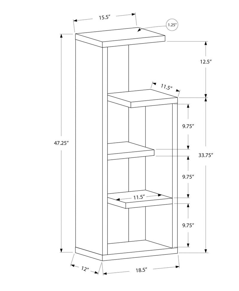 Bookshelf, Bookcase, Etagere, 4 Tier, For Office, Contemporary & Modern - Taupe