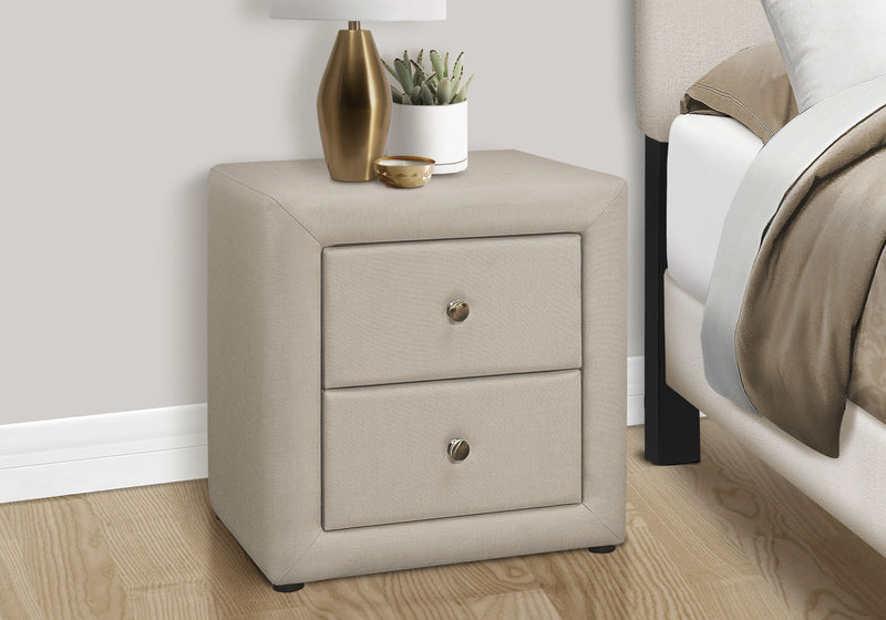 Nightstand, Storage Drawer Versatile Use, Upholstered, Transitional