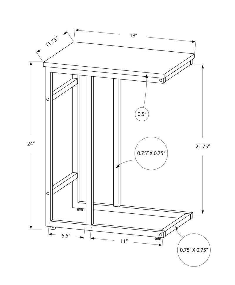 Accent Table, C - Shaped, Modern Design - Black