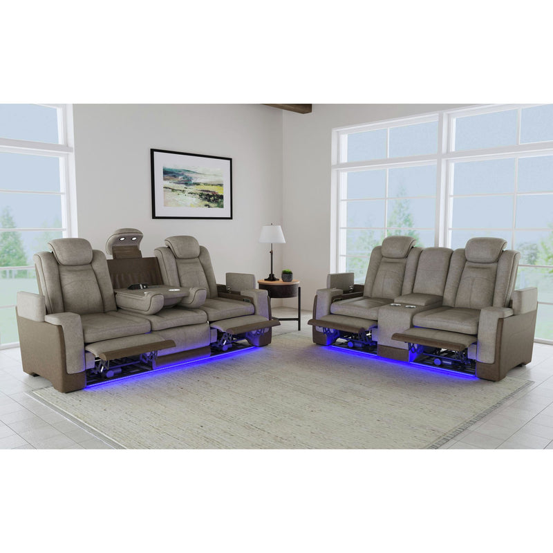 Lantana - Power Motion Sofa With Power Headrest, LED, Ddt, Reading Light And PWS - Rocky Gray/Brown