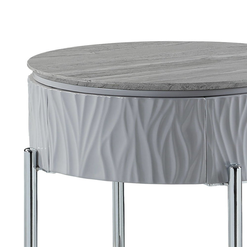 Yukino - End Table - Gray High & Chrome