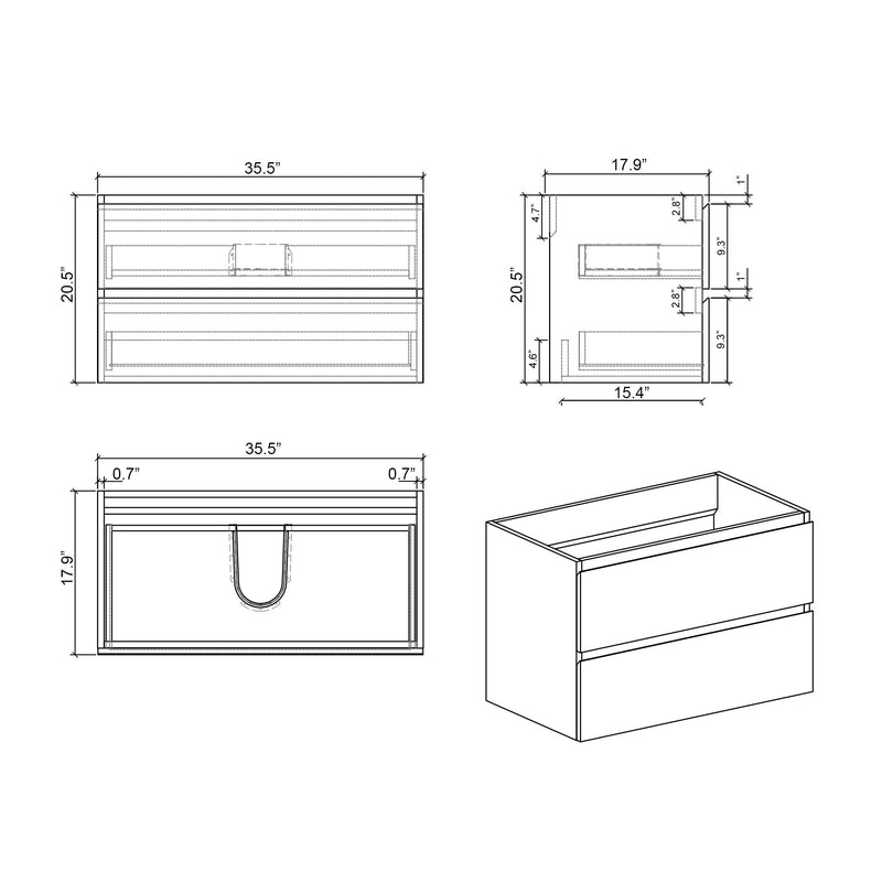 Alice - Bathroom Vanity With Sink, Large Storage Wall Mounted Floating Bathroom Vanity For Modern Bathroom, One-Piece Sink Basin Without Drain And Faucet