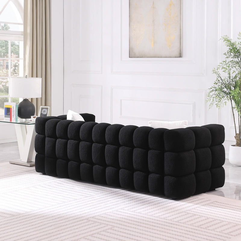 84.3 length ,35.83" deepth ,human body structure for USA people,  marshmallow sofa,boucle sofa ,White color,3 seater