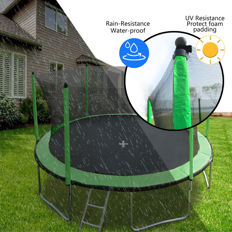 15Ft Trampoline With Basketball Hoop Inflator And Ladder (Inner Safety Enclosure)