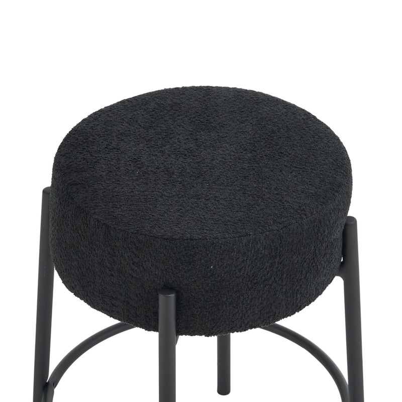 Round Bar Stools (Set of 2), Contemporary Upholstered Dining Stools For Kitchens, Coffee Shops And Bar Stores