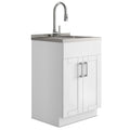 Shaker - Modern Wide, Laundry Cabinet With Faucet And Stainless Steel Sink