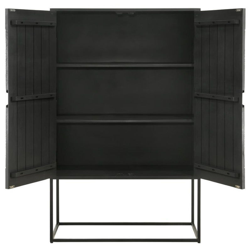 Jenna - 2 Door Mango Wood Mandala Pattern Accent Cabinet Black - Matte Black