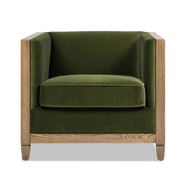 Georgia - Cane Tuxedo Armchair - Olive Green