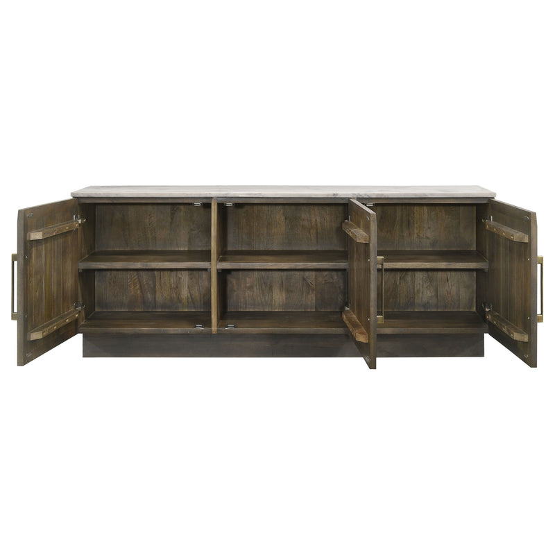 Dennis - 3 Door Marble Top Sideboard Buffet - Tobacco Gray