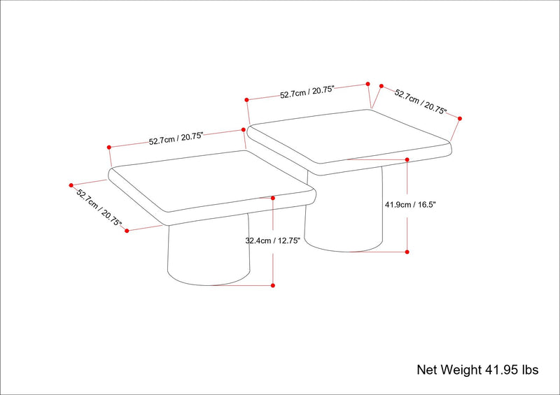 Zachary - 2 Piece Set Cast Aluminum Coffee Table - Black