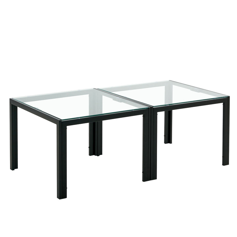 Coffee Table (Set of 2), Square Modern Table With Tempered Glass Finish For Living Room