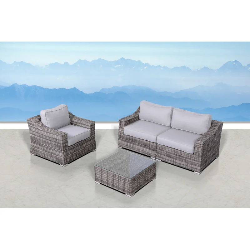 3 Person Seating Set With Cushions - Gray