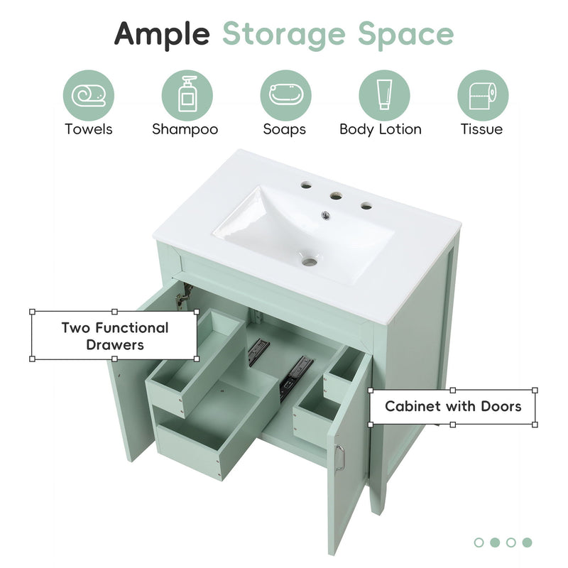 Bathroom Vanity With Sink, Combo, Cabinet With Doors And Drawer, Solid Frame And MDF Board