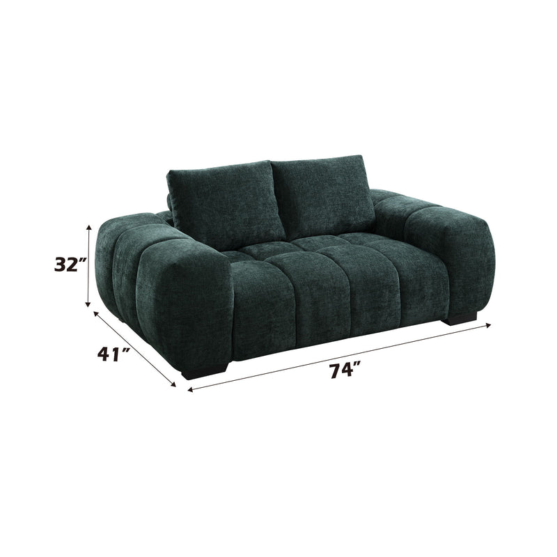 Ferrand - 2 Pieces Green Living Room Sofa & Loveseat Set - Green