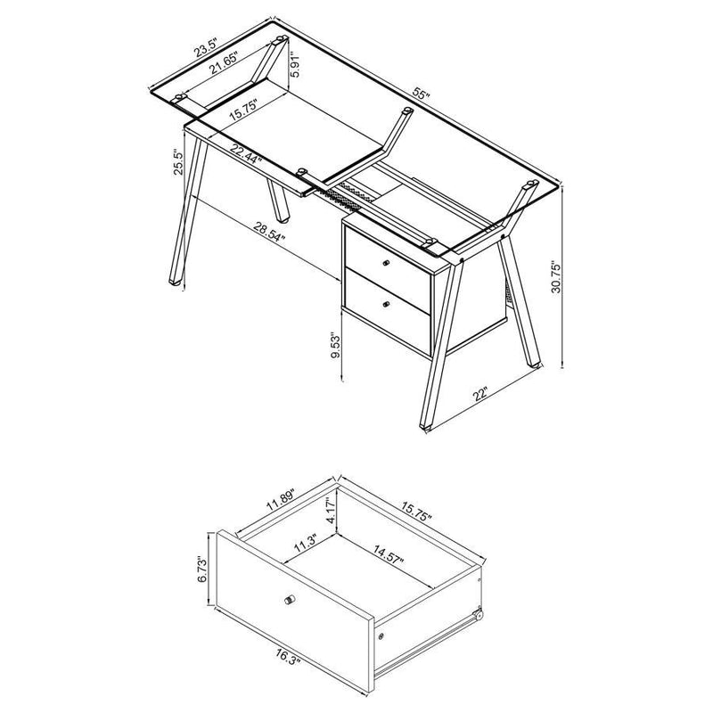 Weaving - 2-Drawer Computer Desk Keyboard Tray - Black