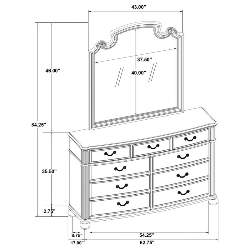 Celina - 9-Drawer Dresser With Mirror - Black