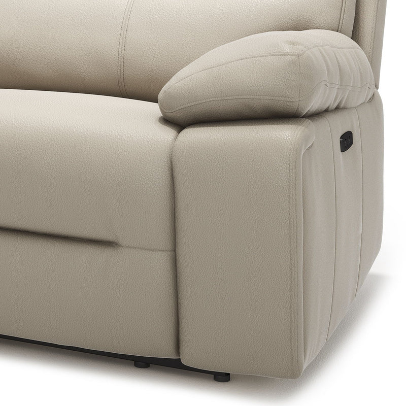 Malibu - Modern Power Motion 3 Piece Reclining Loveseat Sofa With Cup Holders - Cream Taupe Beige