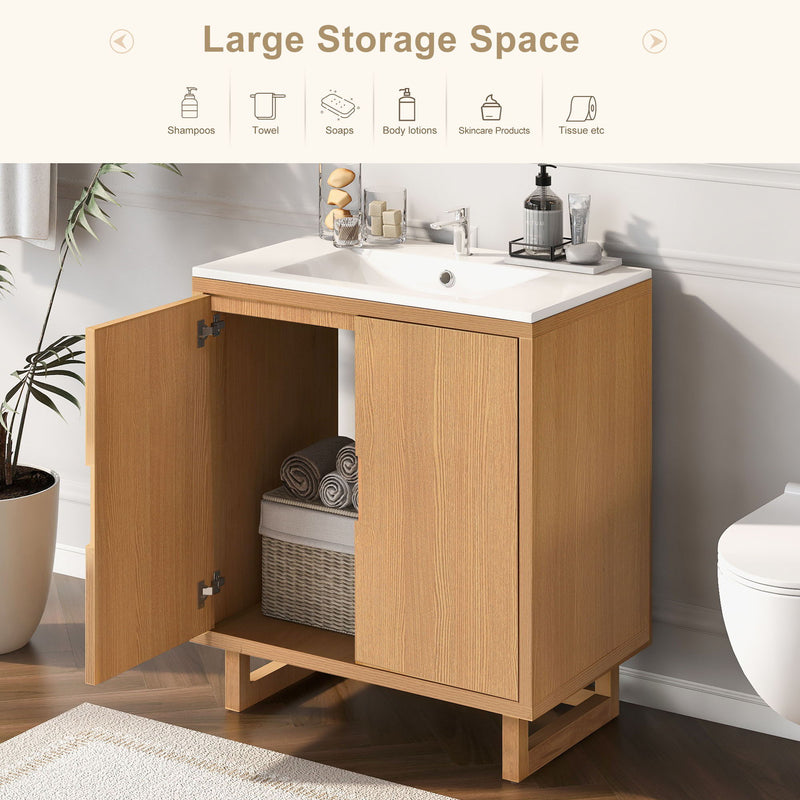 Bathroom Vanity Set With Sink, Combo Cabinet, Bathroom Storage Cabinet, Solid Wood Frame