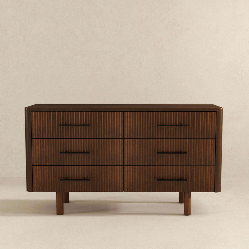 Logan - Mid-Century Modern Dresser With 6 Drawers - Brown