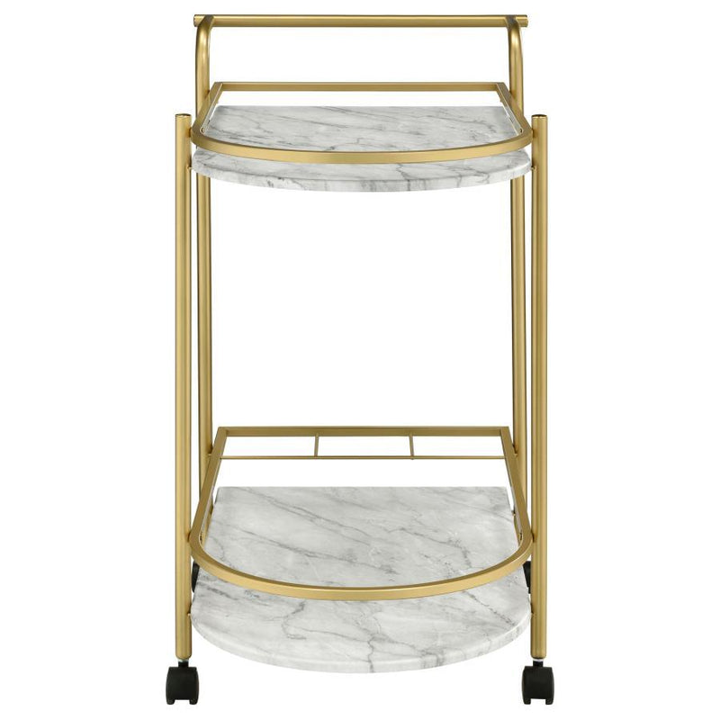 Desiree - 2-Tier Faux Marble Shelf Metal Bar Cart