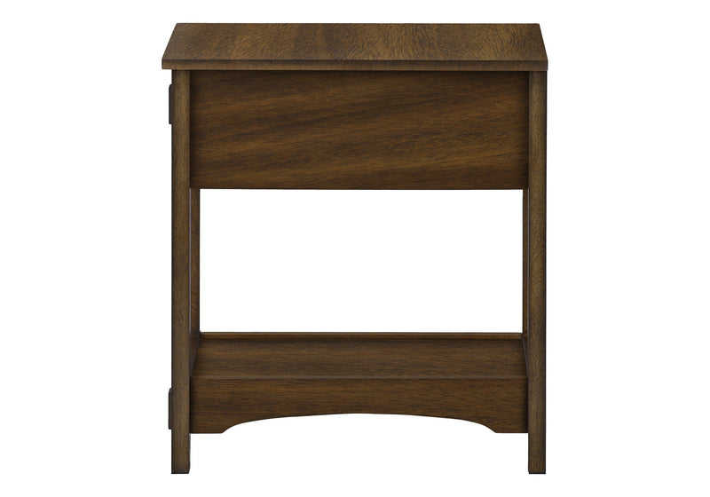 Accent End Table, 2 Tier, Narrow, Storage Drawer, Transitional - Walnut