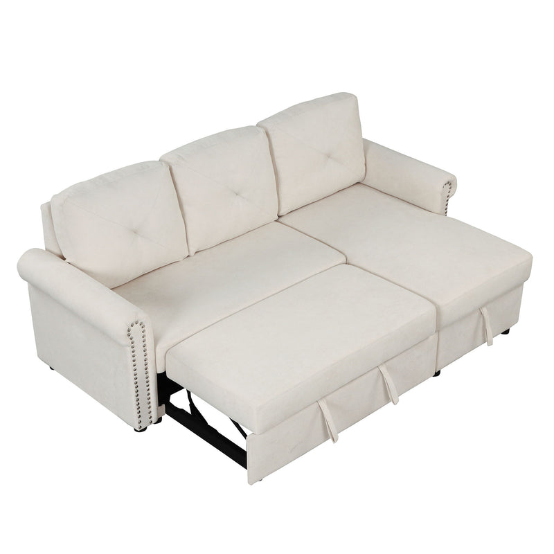 Modern Convertible Sleeper Sofa Bed With Storage Chaise