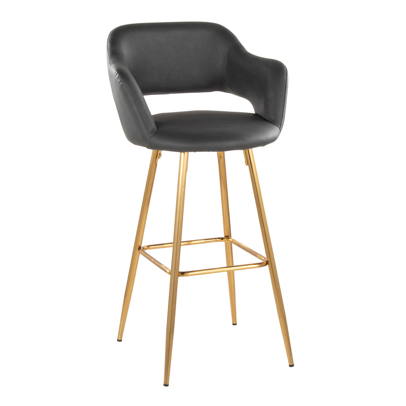 Margarite - Contemporary Fixed Height Barstool With Footrest (Set of 2) With Square