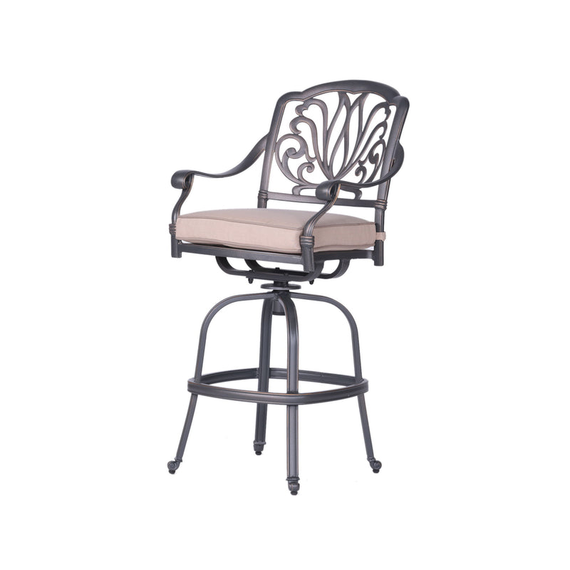 Patio Outdoor Aluminum Swivel Bar Stool With Cushion (Set of 2)