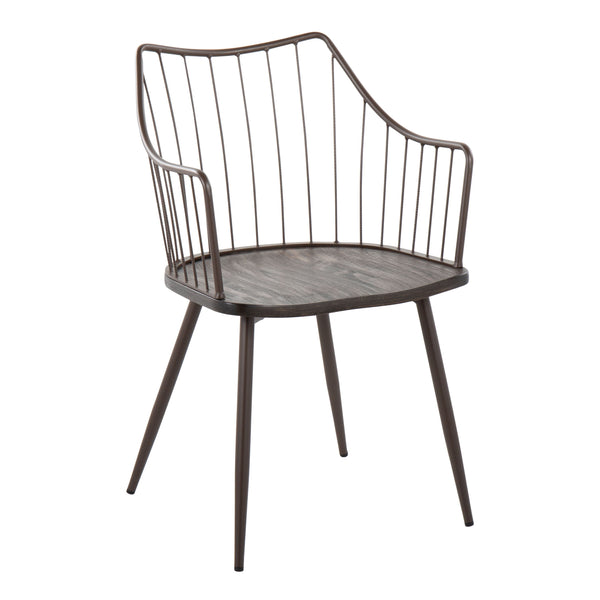 Winston - Farmhouse Style / Dining Chair - Brown / Dark Walnut