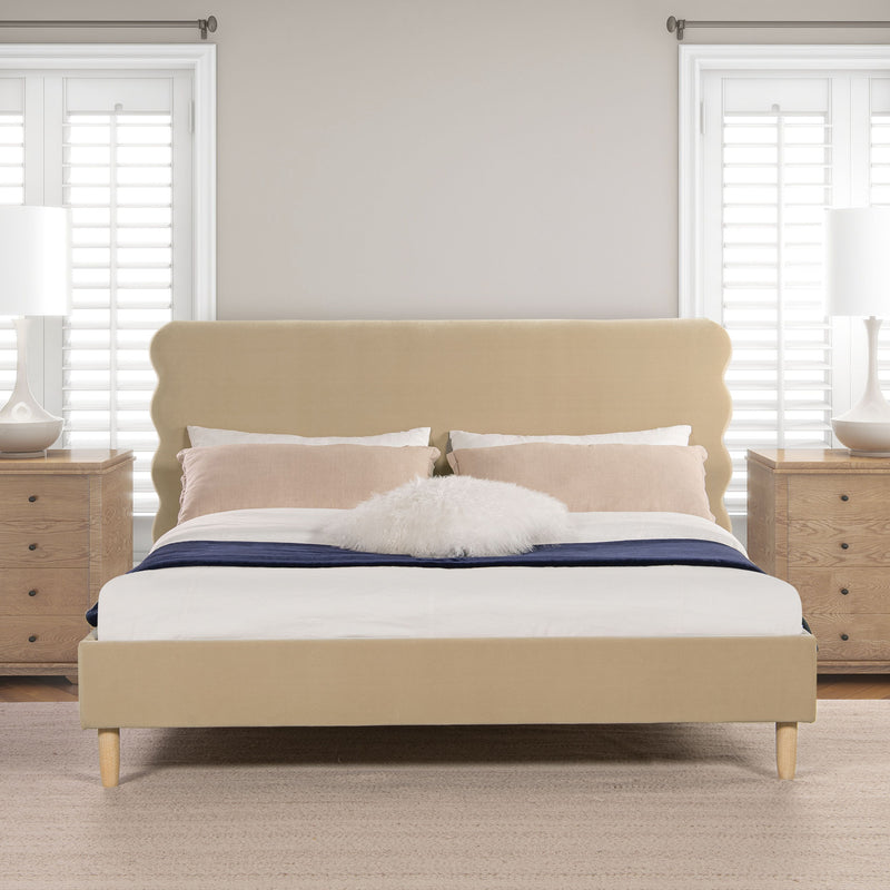 Stockholm - Modern Wavy Headboard Platform Bed