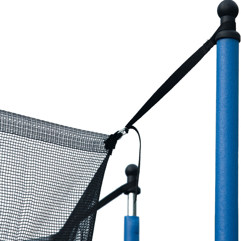 14Ft Trampoline For Adults & Kids With Basketball Hoop, Outdoor Trampolines With Ladder And Safety Enclosure Net For Kids And Adults, Double-Side Color Cover - Blue