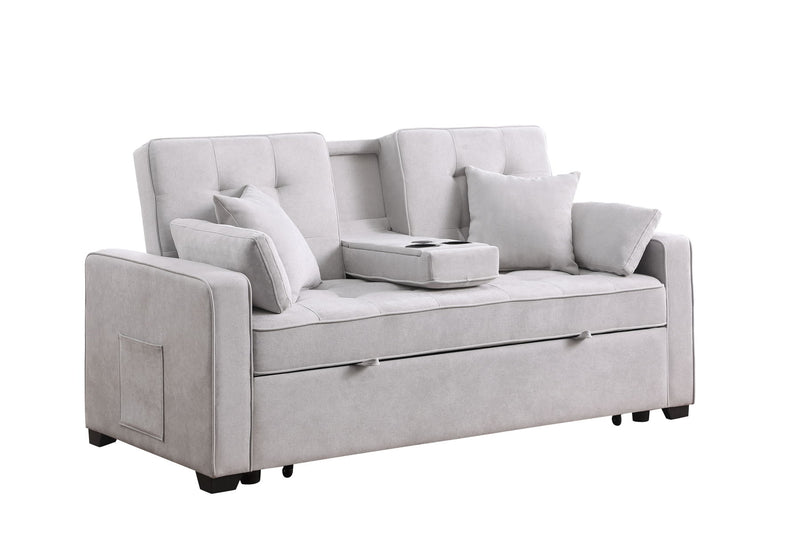 Cody II - 69.5"W Woven Fabric Convertible Sleeper Loveseat with Cup Holder