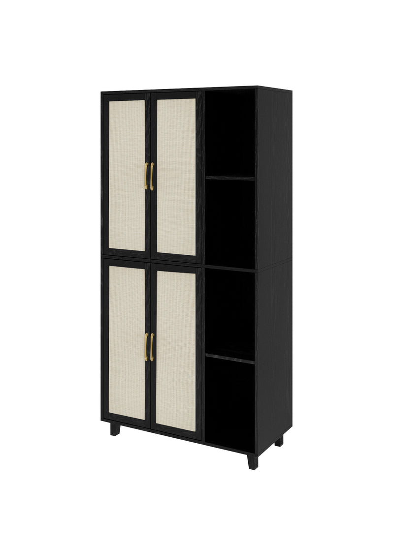 4 Door Cabinet with 4 Shelves with 4 Adjustable Inner Shelves, Storage Cabinet