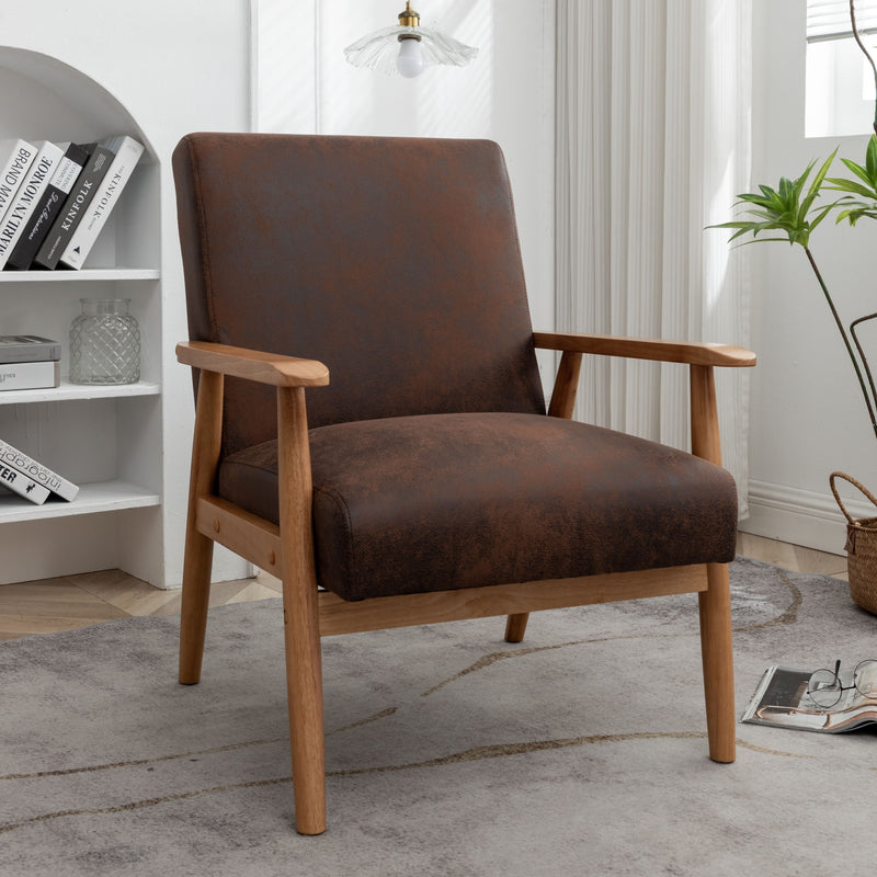 Wide Classic Mid-Century Modern Arm Chair - Brown