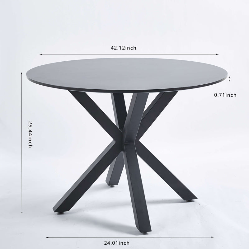 5 Pieces Dining Set, Table Metal Leg Mid-Century Dining Table For 4 - 6 People With Table Top, Pedestal Dining Table, End Table Leisure Coffee Table - Matte Black