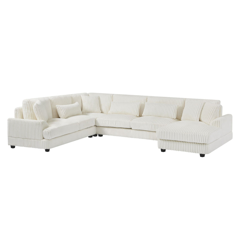 Oversized Sectional Sofa U - Shaped Sofa Couch Modern Sofa Upholstered In Soft Corduroy With A Chaise Lounge For Living Room