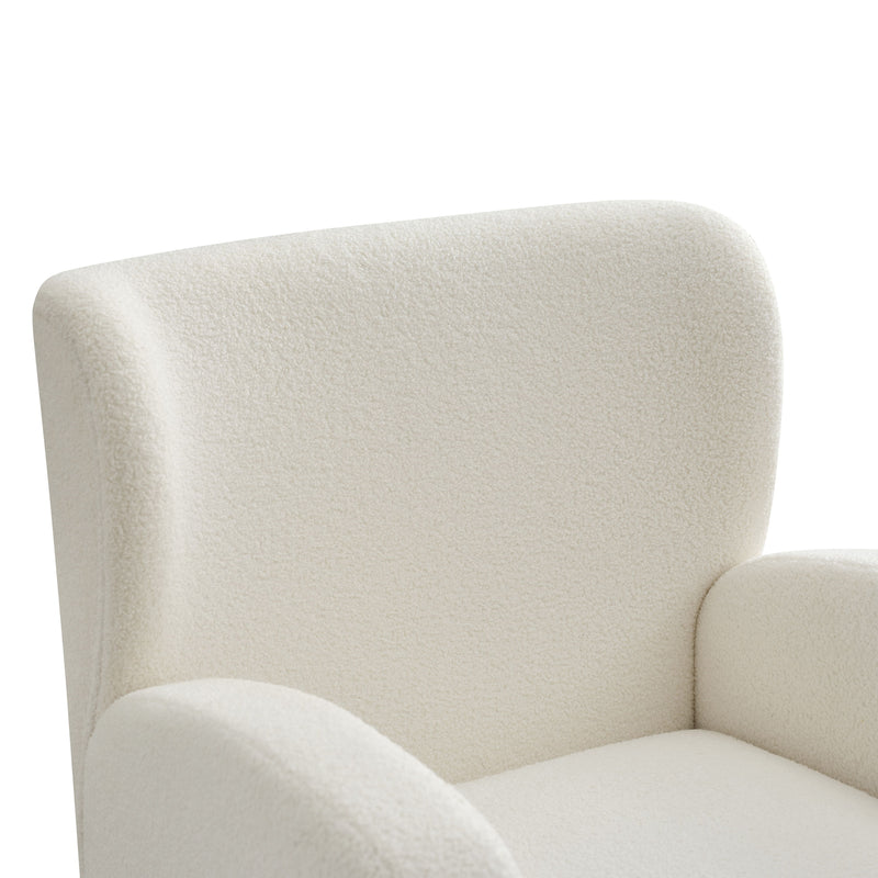 Modern Wing Back Lounge Chair Stylish Design, Soft Fabric, Solid Wood Legs, Durable Frame