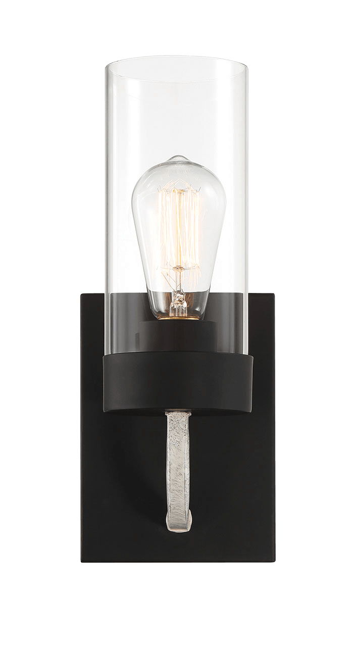 Zephyr - Single Light Sconce - Black / Clear