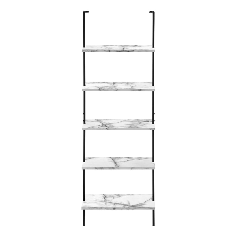 Bookshelf, Bookcase, Etagere, Ladder, 5 Tier, For Office, Marble Look Contemporary & Modern