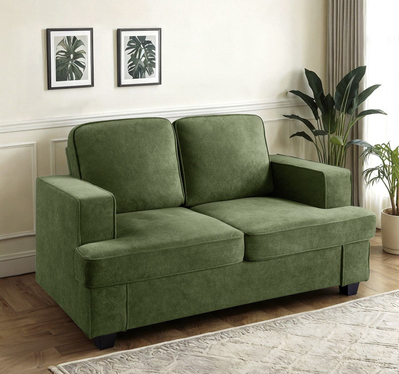 Modern Loveseat, Comfortable 2 Seater Couch With Deep Seating, Loose Back Cushions, Wide Arms