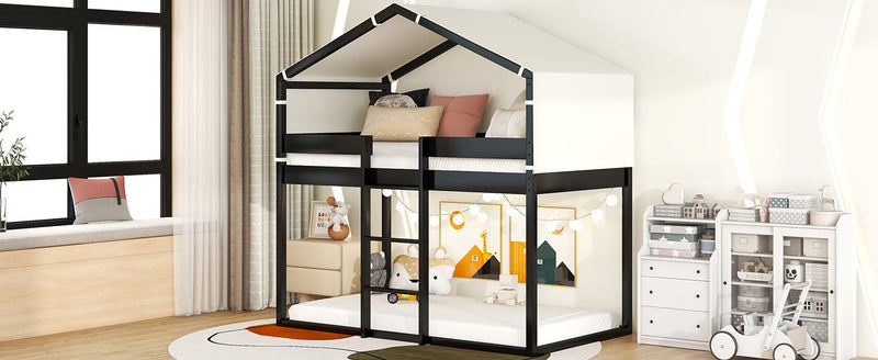 Twin Over Twin Bunk Bed Wood Bed With Tent - Espresso