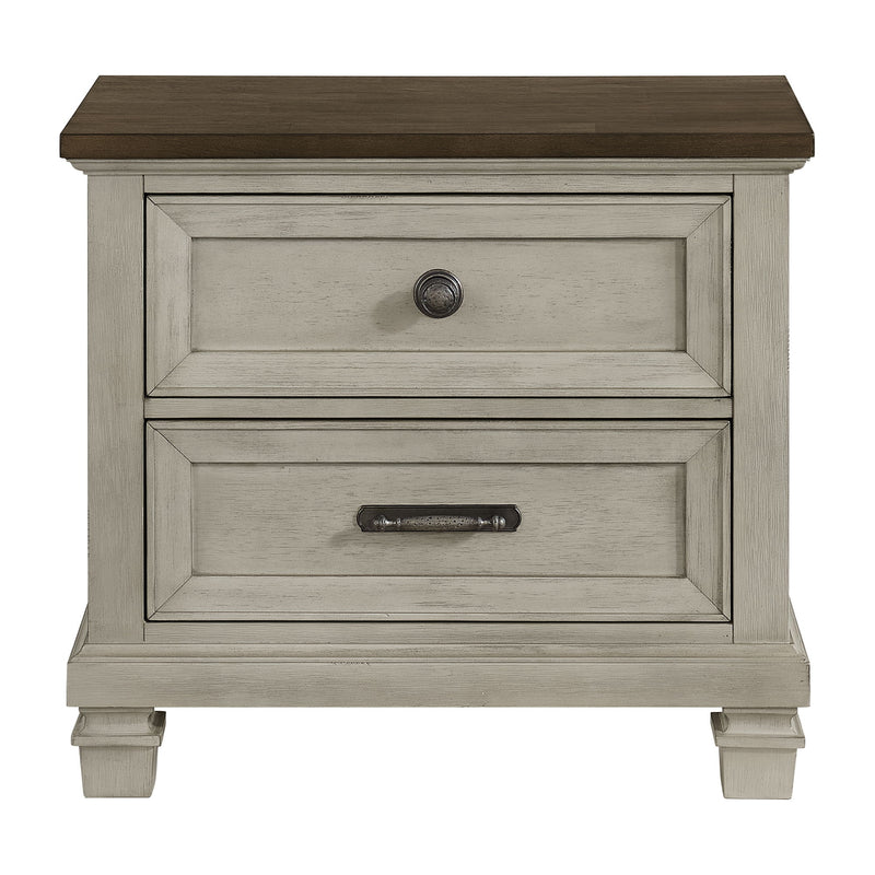 Farmington - 2 Drawer Nightstand With USB - Medium Brown / Washed Stone