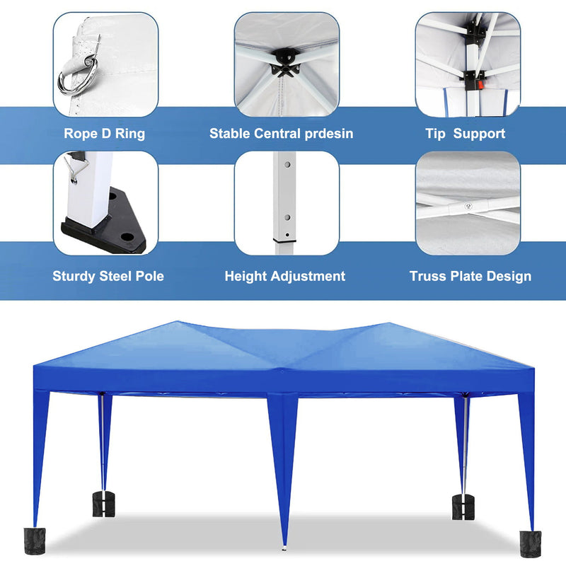 10'X20' Ez Pop Up Canopy Outdoor Portable Party Folding Tent With 6 Removable Sidewalls + Carry Bag + 4 Pieces Weight Bag