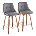 Gianna - Mid Century Modern Fixed Height Counter Stool With Swivel With Square Footrest (Set of 2)