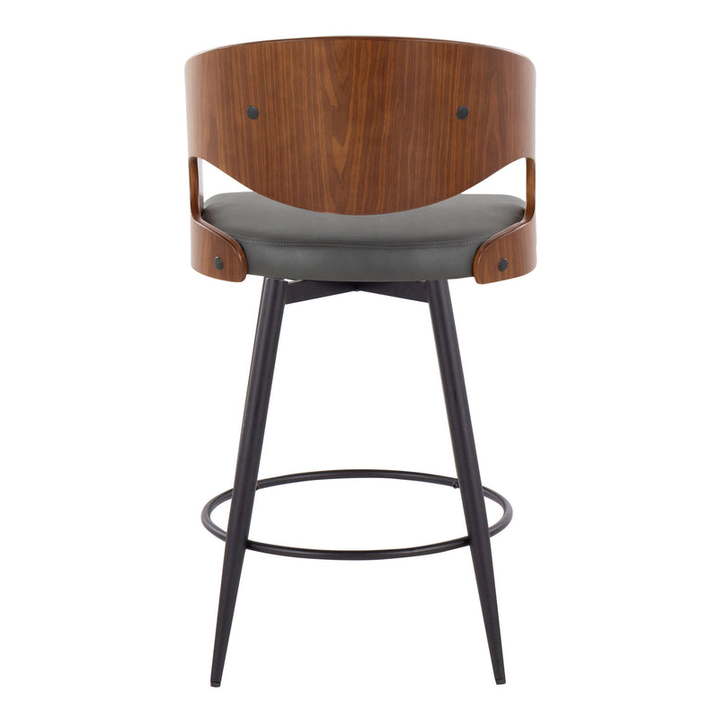 Pino - Mid Century Modern Fixed Height Counter Stool With Swivel With Round Footrest (Set of 2)