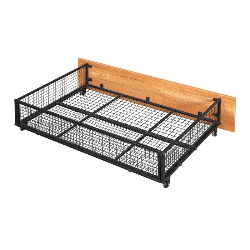 Bunk Bed, Metal Triple Bunk Bed With Drawers And Guardrails